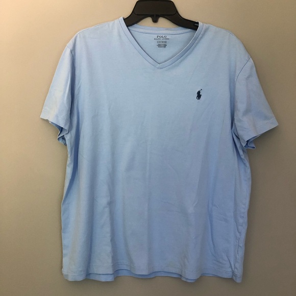 Polo Ralph Lauren Size Large Short Sleeve V Neck Light Blue T Shirt # - Picture 2 of 7
